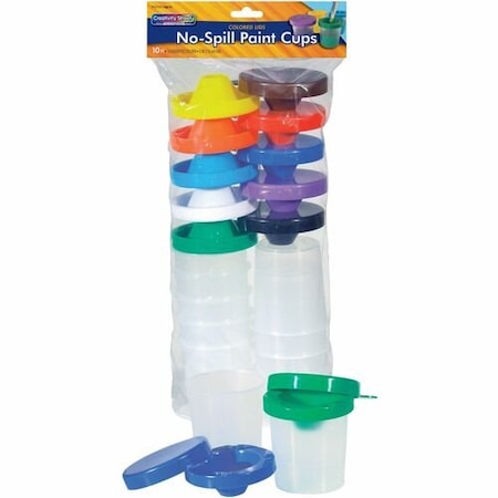 Pacon No-Spill Paint Cups, w/Lids, Assorted Lid/Clear Cup PAC5100
